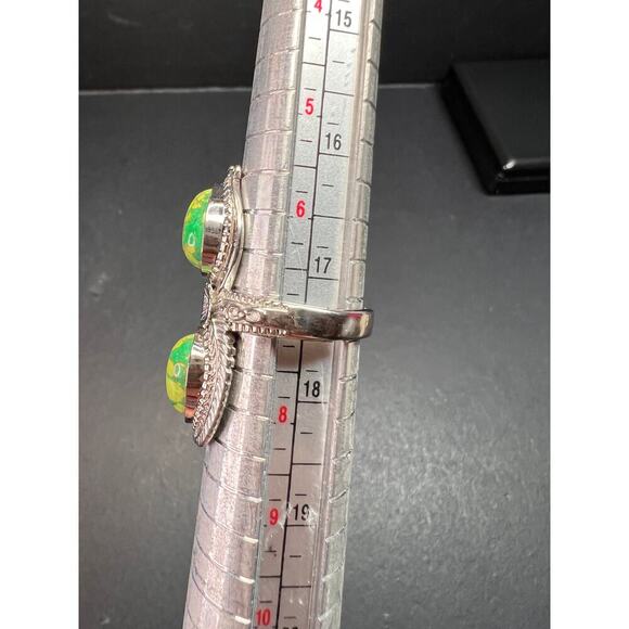 NEW green Mojave turquoise stainless steel ring size 7 - Picture 8 of 15